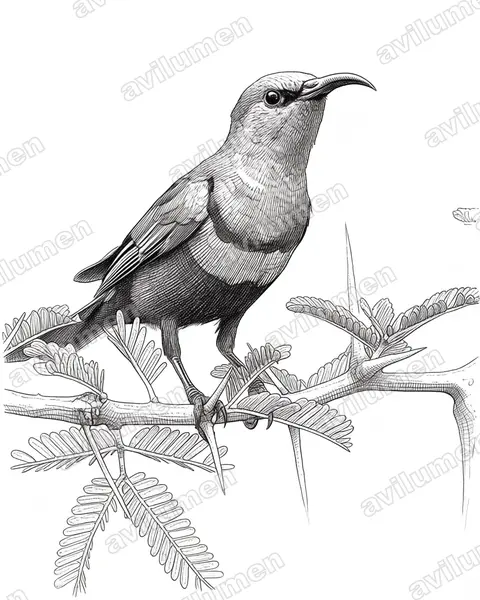 Illustration im Stil Tusche: Marico Sunbird (Cinnyris mariquensis)