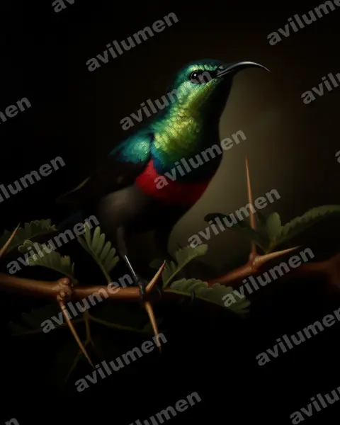 Illustration im Stil Öl: Marico Sunbird (Cinnyris mariquensis)