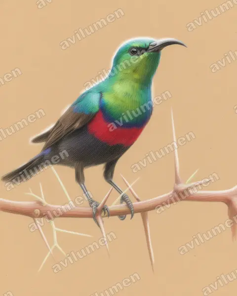 Illustration im Stil Buntstift: Marico Sunbird (Cinnyris mariquensis)