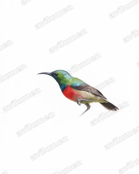 Watercolor illustration: Cinnyris minullus (Tiny Sunbird)