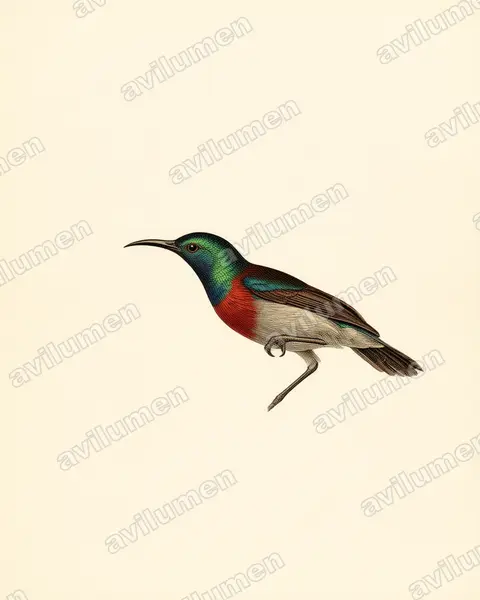 Vintage plate illustration: Cinnyris minullus (Tiny Sunbird)