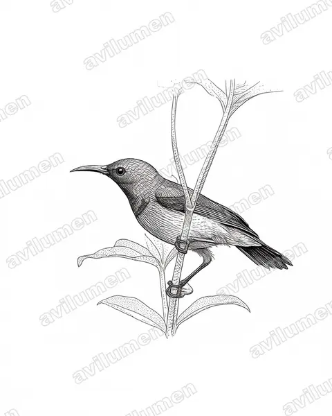 Ink illustration: Cinnyris minullus (Tiny Sunbird)