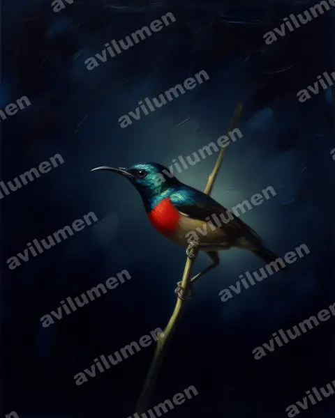 Oil illustration: Cinnyris minullus (Tiny Sunbird)