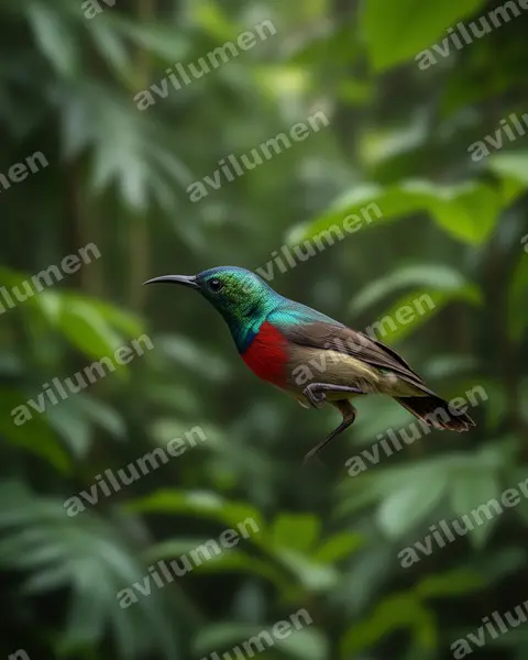 Realistic illustration: Cinnyris minullus (Tiny Sunbird)