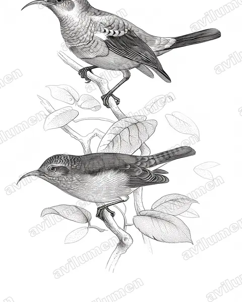 Ilustración en Tinta: Cinnyris neergaardi (Cinnyris neergardi)