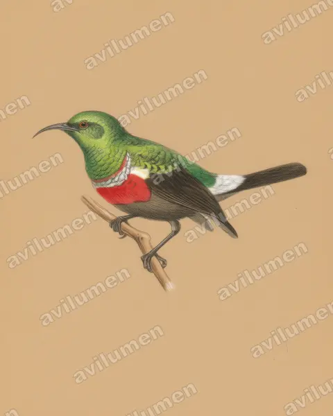 Ilustración en Lápiz de color: Cinnyris neergaardi (Cinnyris neergardi)