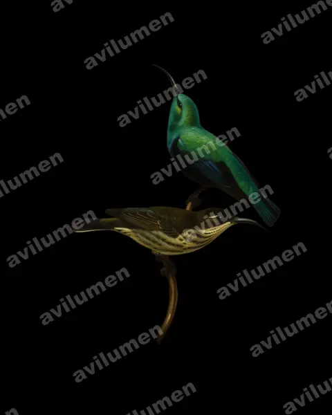 Oil illustration: Cinnyris notatus (Malagasy Green Sunbird)