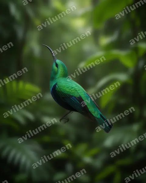 Realistic illustration: Cinnyris notatus (Malagasy Green Sunbird)