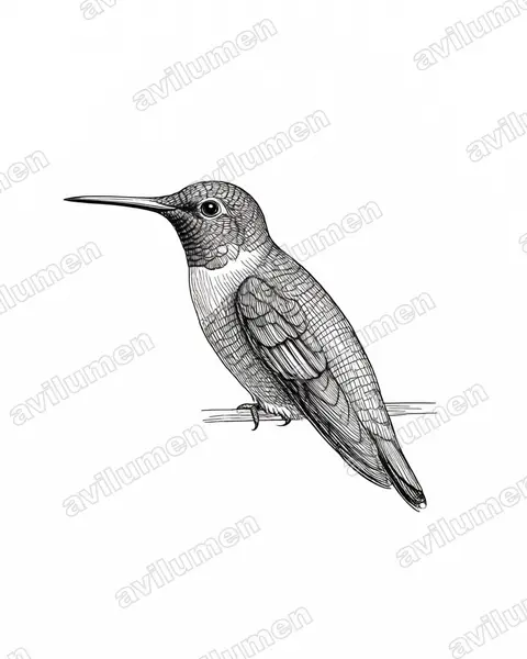 Illustration im Stil Tusche: Jerichonektarvogel (Cinnyris osea)