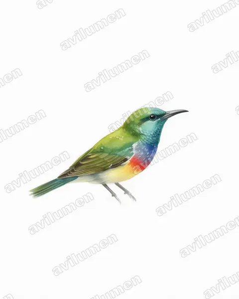 Illustration Aquarelle : Cinnyris oustaleti (Souimanga d'Oustalet)