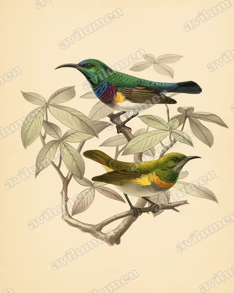Illustration Planche ancienne : Cinnyris oustaleti (Souimanga d'Oustalet)