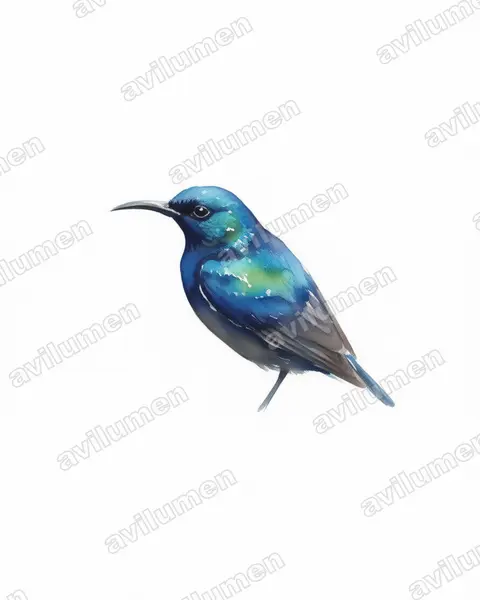 Watercolor illustration: Cinnyris pembae (Pemba Sunbird)