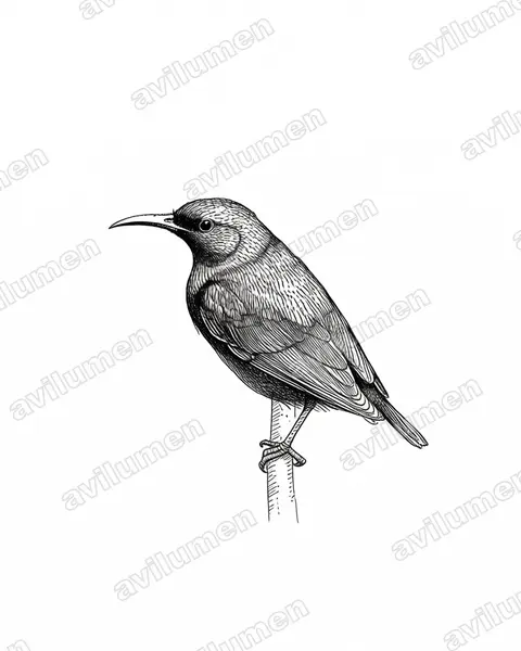 Ink illustration: Cinnyris pembae (Pemba Sunbird)