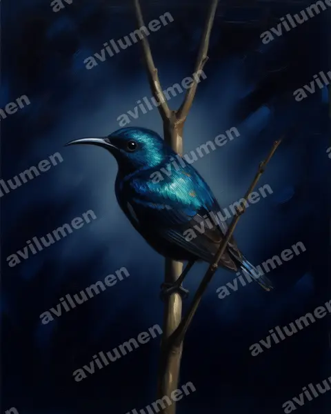 Oil illustration: Cinnyris pembae (Pemba Sunbird)