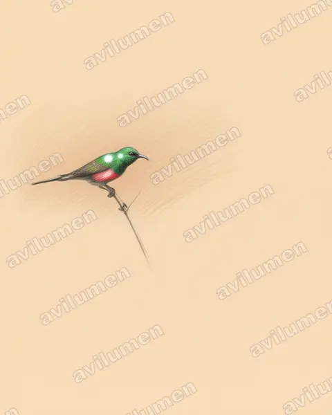 Ilustración en Lápiz de color: Cinnyris pulchellus (Suimanga colilargo)