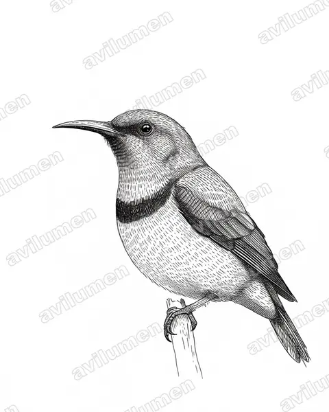 Ink illustration: Cinnyris regius (Regal Sunbird)