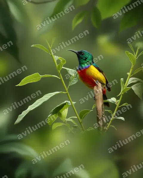 Realistic illustration: Cinnyris regius (Regal Sunbird)