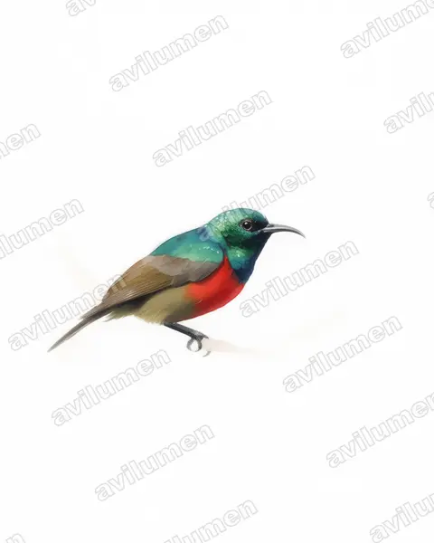 Ilustración en Acuarela: Cinnyris reichenowi (Cinnyris preussi)