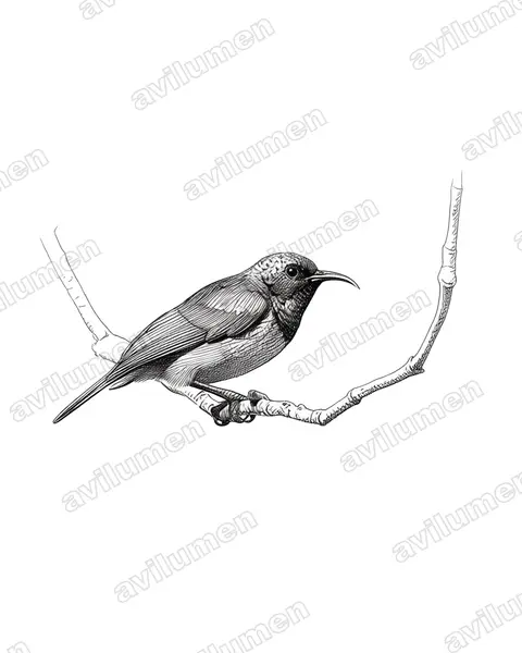 Ilustración en Tinta: Cinnyris reichenowi (Cinnyris preussi)