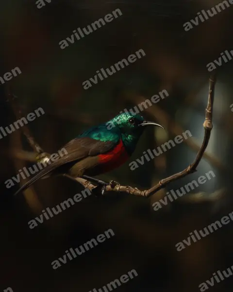 Ilustración en Óleo: Cinnyris reichenowi (Cinnyris preussi)