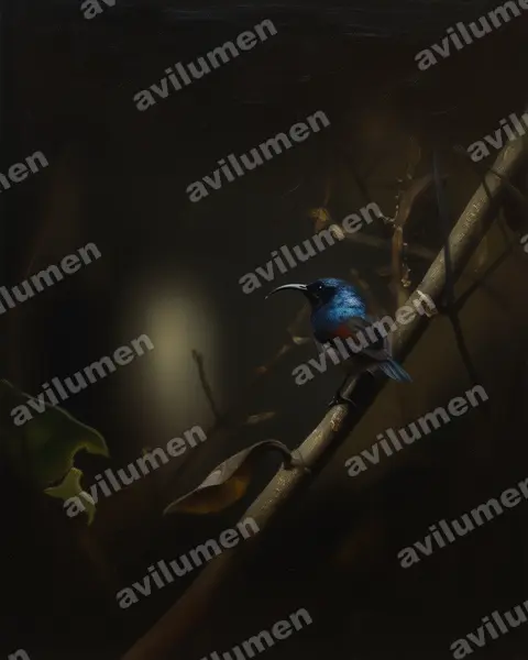 Ilustración en Óleo: Cinnyris rufipennis (Suimanga alirrojo)