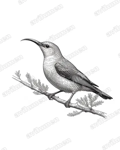 Ilustración en Tinta: Cinnyris shelleyi (Suimanga de Shelley)