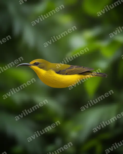 Flame-breasted sunbird（Cinnyris solaris）的写实插画