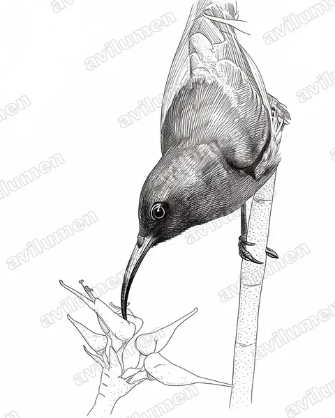 Ilustración en Tinta: Cinnyris sovimanga (Suimanga malgache​)
