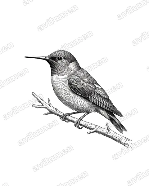 Illustration Encre : Cinnyris stuhlmanni (Ruwenzori Double-collared Sunbird)