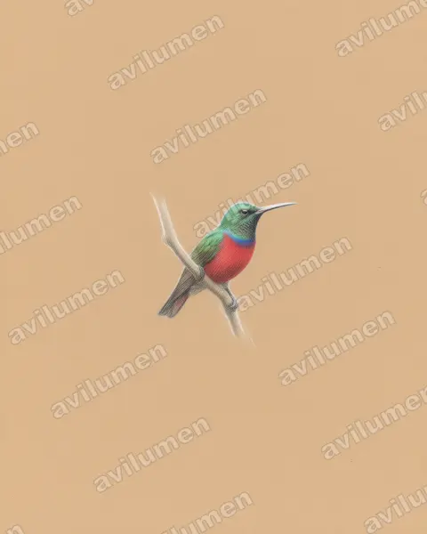 Illustration Crayon de couleur : Cinnyris stuhlmanni (Ruwenzori Double-collared Sunbird)
