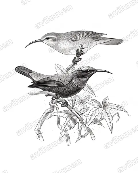 Ilustración en Tinta: Cinnyris superbus (Suimanga soberbio)