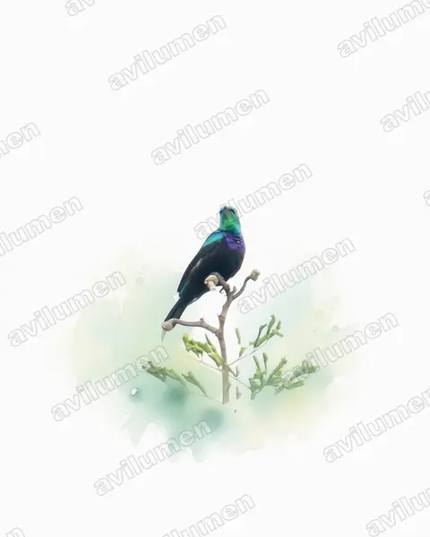 Illustration Aquarelle : Cinnyris tsavoensis (Tsavo Sunbird)
