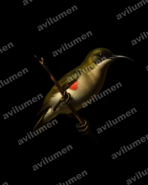 Ursula's Sunbird(Cinnyris ursulae)的油画插画