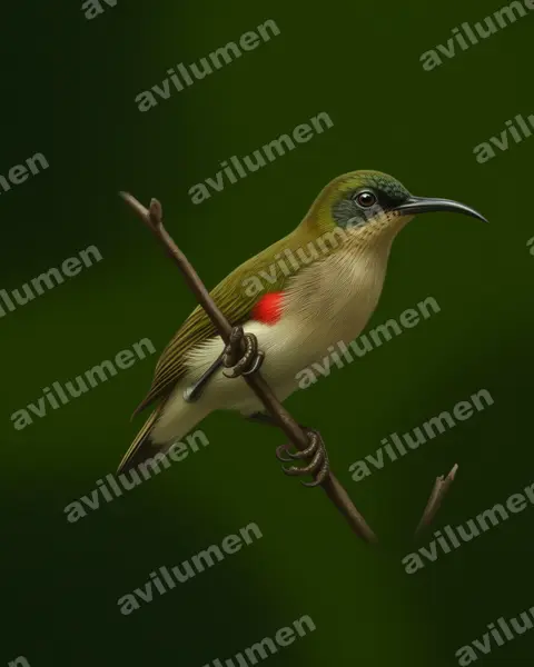 Ursula's Sunbird(Cinnyris ursulae)的写实插画