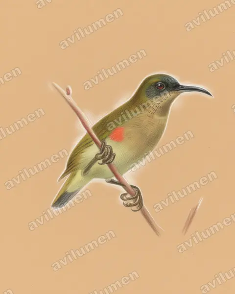 Ursula's Sunbird(Cinnyris ursulae)的彩色铅笔插画