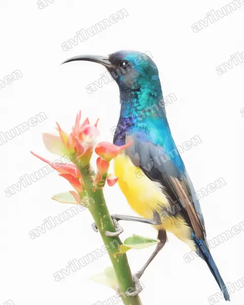 Illustration im Stil Aquarell: Ziernektarvogel (Cinnyris venustus)