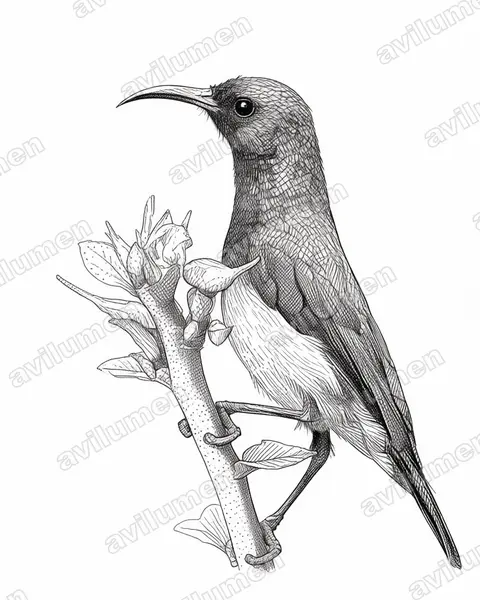 Illustration im Stil Tusche: Ziernektarvogel (Cinnyris venustus)