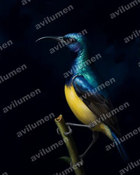 Illustration im Stil Öl: Ziernektarvogel (Cinnyris venustus)