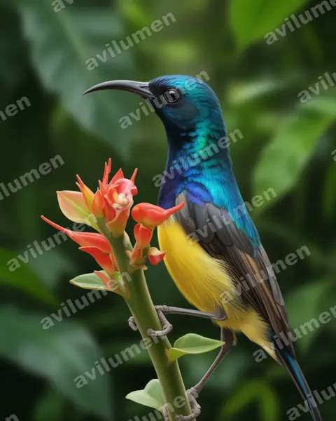 Illustration im Stil Realistisch: Ziernektarvogel (Cinnyris venustus)