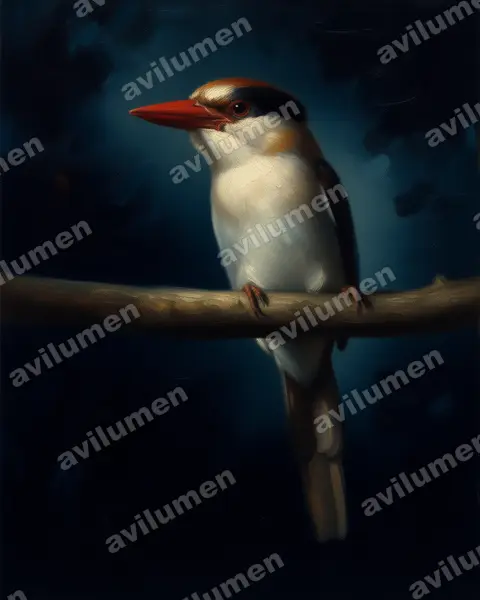 Ilustración en Óleo: Cittura cyanotis (Martín cazador de Célebes)