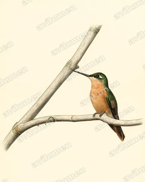 Vintage plate illustration: Clytolaema rubricauda (Brazilian ruby)