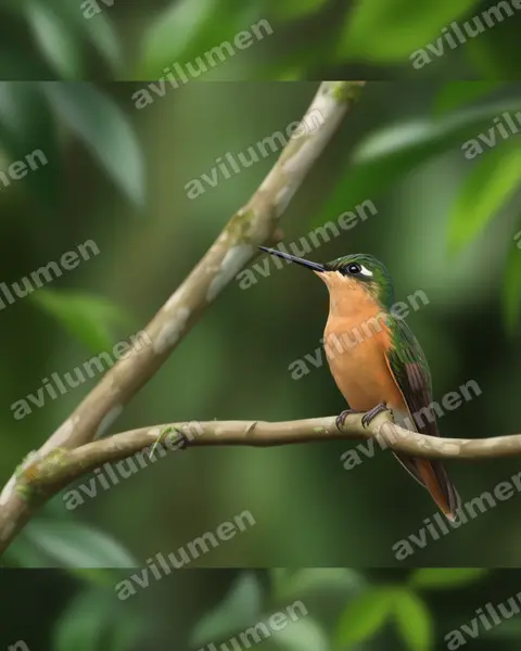 Realistic illustration: Clytolaema rubricauda (Brazilian ruby)