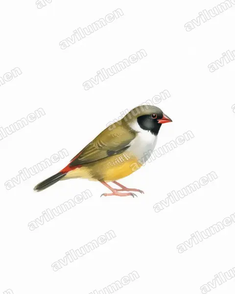 Angola waxbill（Coccopygia bocagei）的水彩插画
