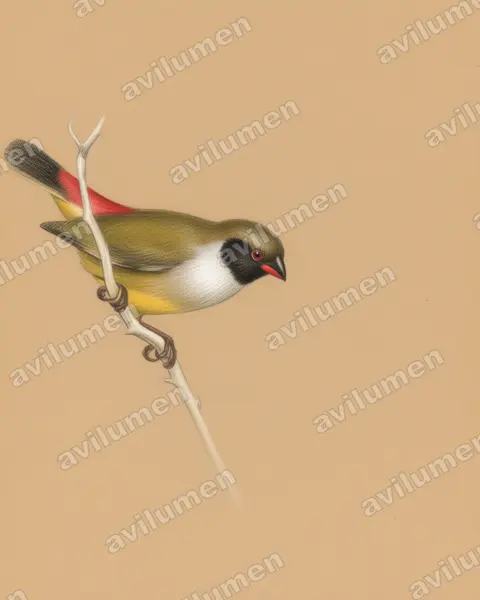 Angola waxbill（Coccopygia bocagei）的彩色铅笔插画