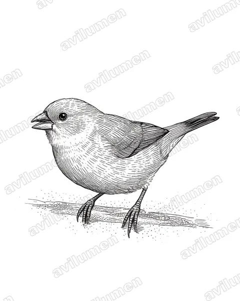 Illustration Encre : Coccopygia melanotis (Astrild à joues noires)