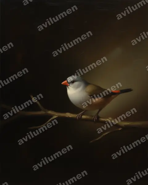 Illustration Huile : Coccopygia melanotis (Astrild à joues noires)