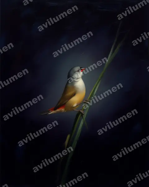 黄腹梅花雀（Coccopygia quartinia）的油画插画