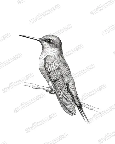 Illustration im Stil Tusche: Goldbauchkolibri (Coeligena bonapartei)