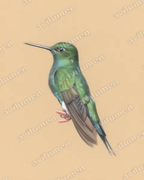 Illustration im Stil Buntstift: Goldbauchkolibri (Coeligena bonapartei)