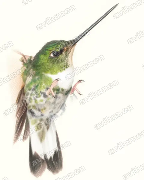 Illustration im Stil Buntstift: Méridakolibri (Coeligena conradii)